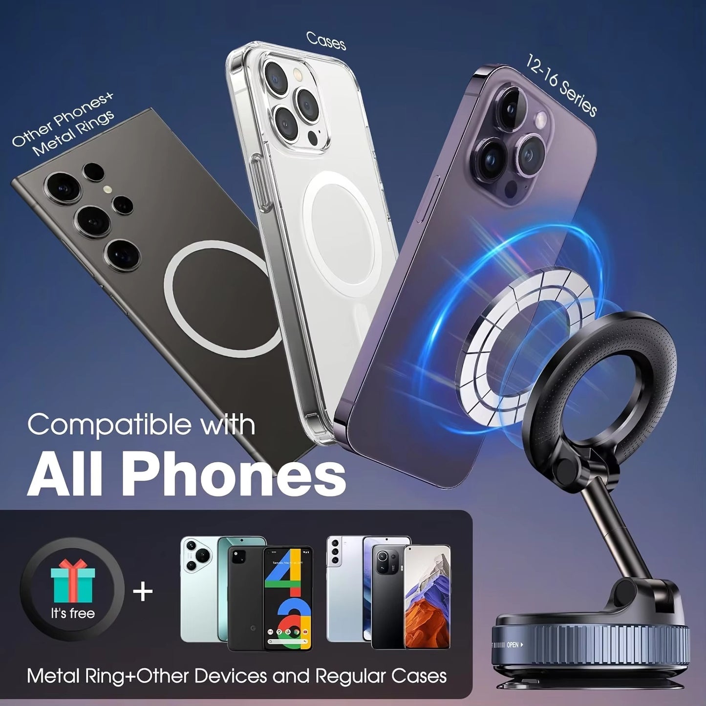 Dual Mount Magnetic 360 Mobile Holder